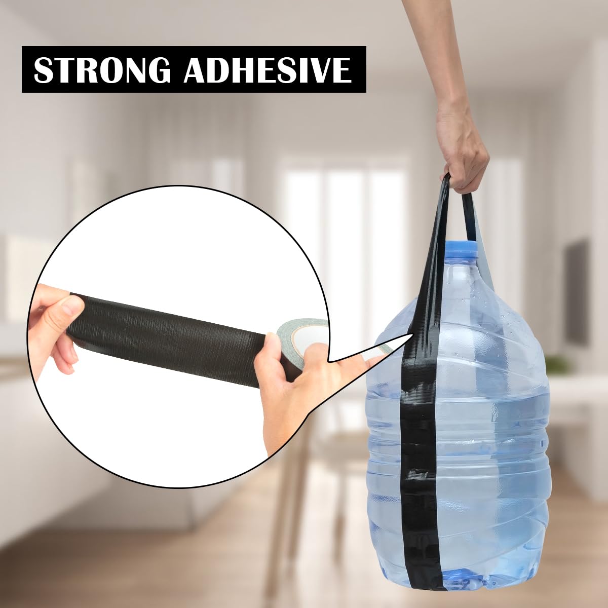 Black Duct Tape Heavy Duty: 3 Rolls 2''x20yd Wide Waterproof Outdoor Duck Furniture Repair Tape Bulk - Strong Adhesive Weather UV Resistant No-Residue Masking Tapes Patterns Variety Pack (Black)