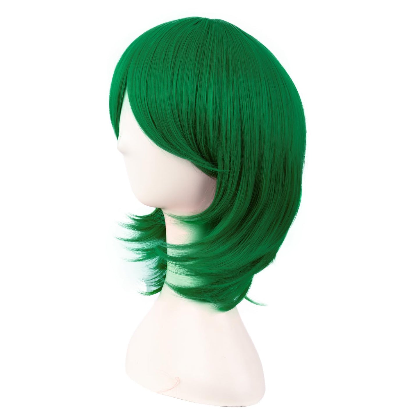 MapofBeauty 16 Inch/40 cm Short Side Bangs Synthetic Fiber Cosplay Layered Wig (Grass Green)