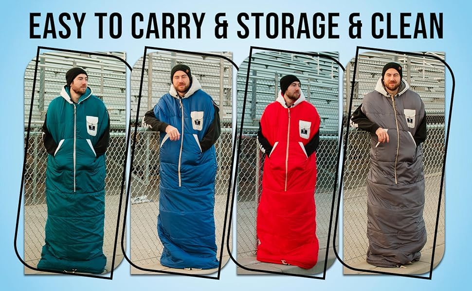 Thermotuff Wearable Sleeping Bag with Dual Hoodie, Long Sleeves, Pockets & Adjustable Drawstring - Ideal for Camping, Cold...