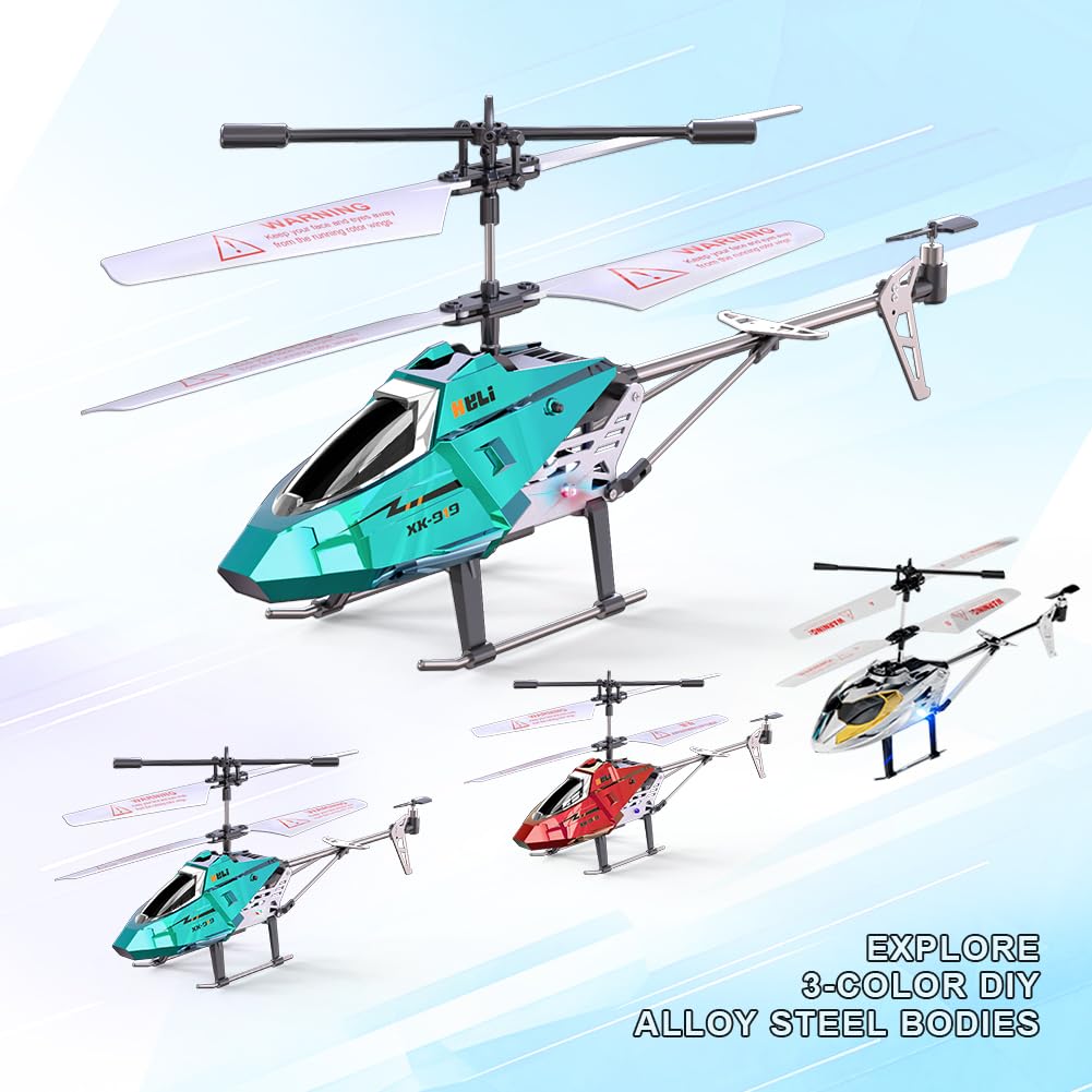 XIKOTEC RC Helicopter, Remote Control Helicopter for Kids, 2.4 GHz, LED Light, One-Key Take Off/Landing, Altitude Hold, RC Toys for Boys Girls