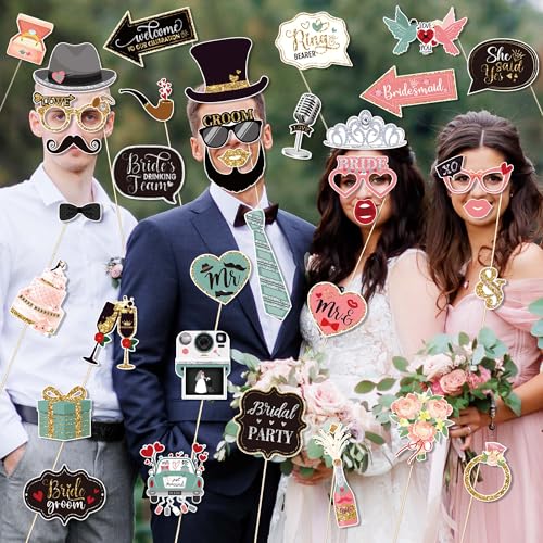 36 PCS Wedding Photo Booth Props Party Supplies Selfie SignsHoliday Picture Decorations Photo Booth Props for Weeding Part...