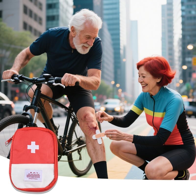 First Aid Bag Medical Case Empty Small Storage Case Portable Travel Medicine Organiser Bag for Women Men Red Mini Medical ...