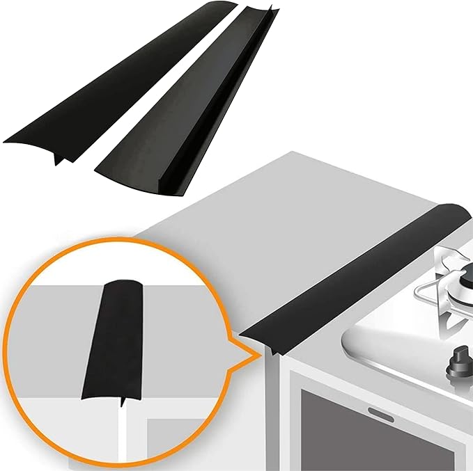 Linda’s Essentials Silicone Stove Gap Covers (2 Pack), Heat Resistant Oven Gap Filler Seals Gaps Between Stovetop and Coun...