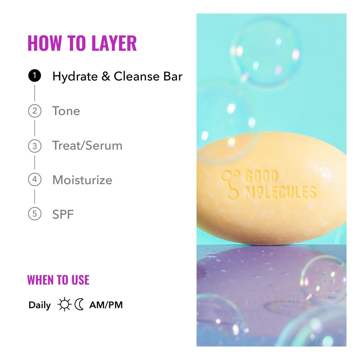 Good Molecules Hydrate and Cleanse Bar - Soap Free Bar with Shea Butter and Macadamia Seed Oil for Ultra Hydrating Body and Face