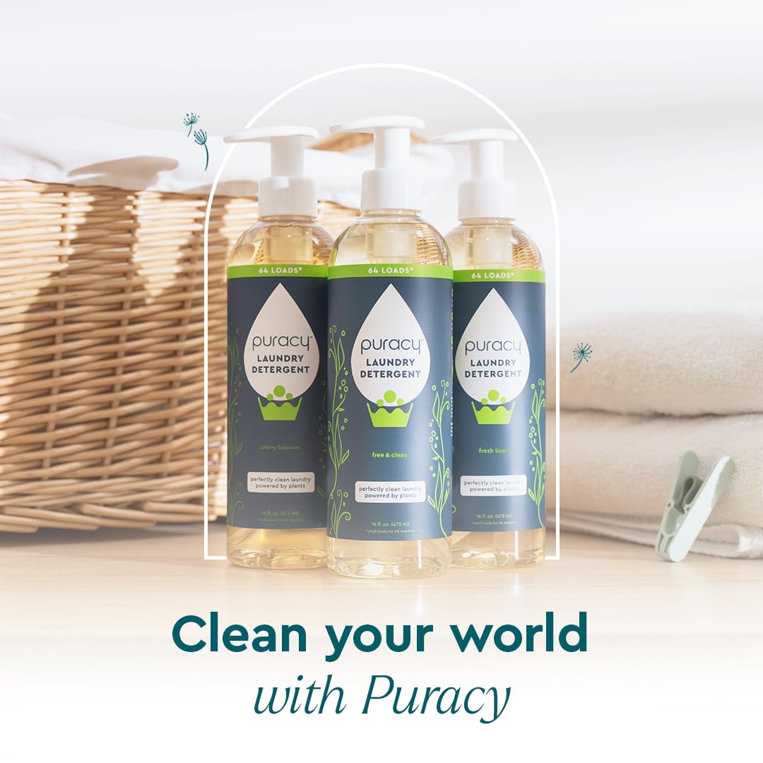 Puracy Laundry Detergent Refill - Enzyme-Powered Liquid Detergent Concentrate, Natural Laundry Detergent Seen on TikTok, Non-Toxic (Free & Clear, 48 fl oz, 192 Loads)