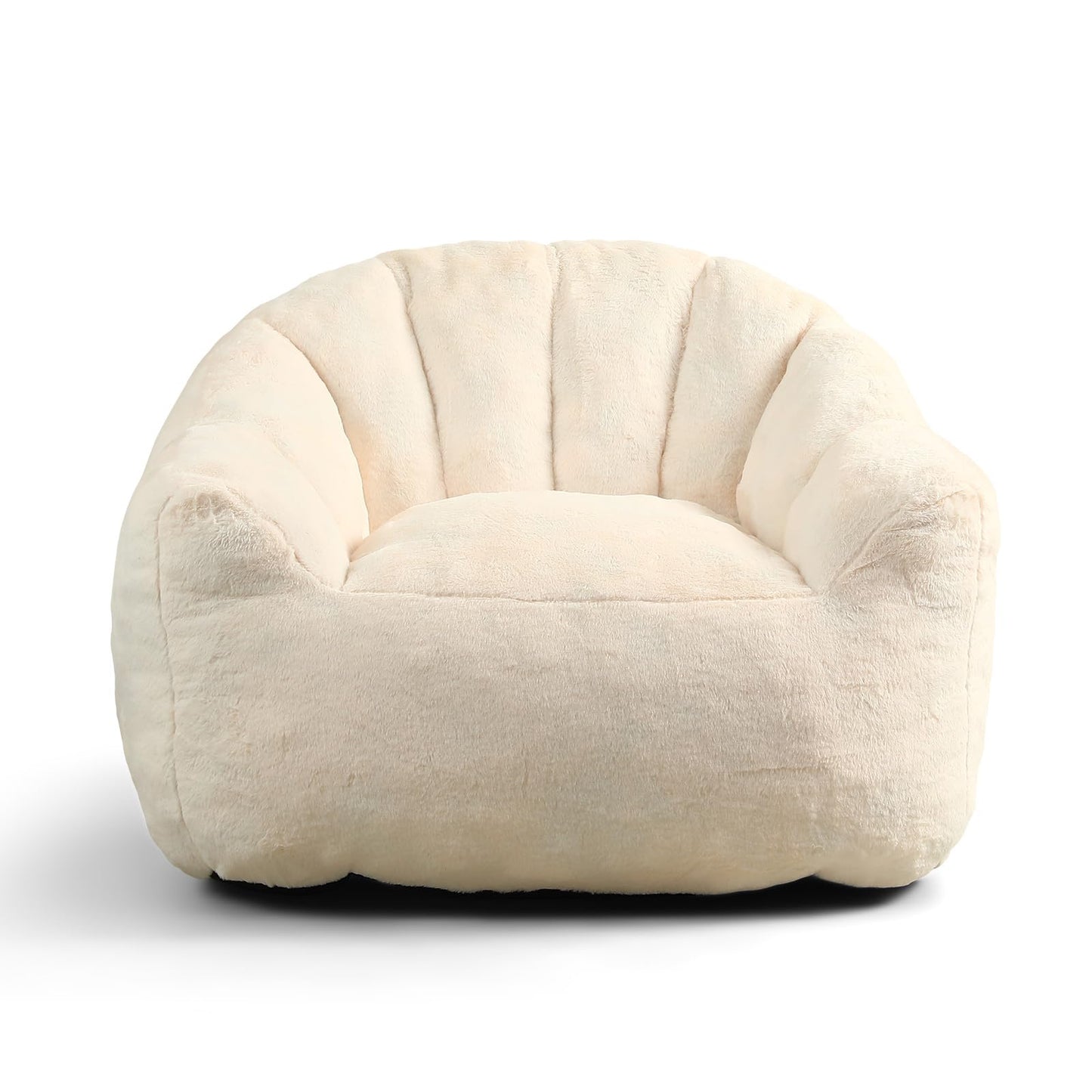 COCONINO WJ Bean Bag Chair, Bean Bag Chairs with Filler, Stuffed Beanbag Chair for Adult and Kid, Big Beanbag Chairs with Filling for Living Room (Faux Fur in Ivory, 35" D×41.4" W×30.7" H)