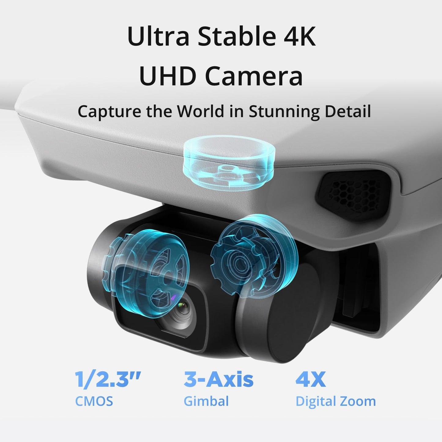 Specta Mini Drone with Camera 4K for Adults, 32800ft FPV Transmission, Easy to Fly, 3 Aixs Gimbal, 31-Min Flight, 4K/30fps, Under 249g Portable Drone for Beginners