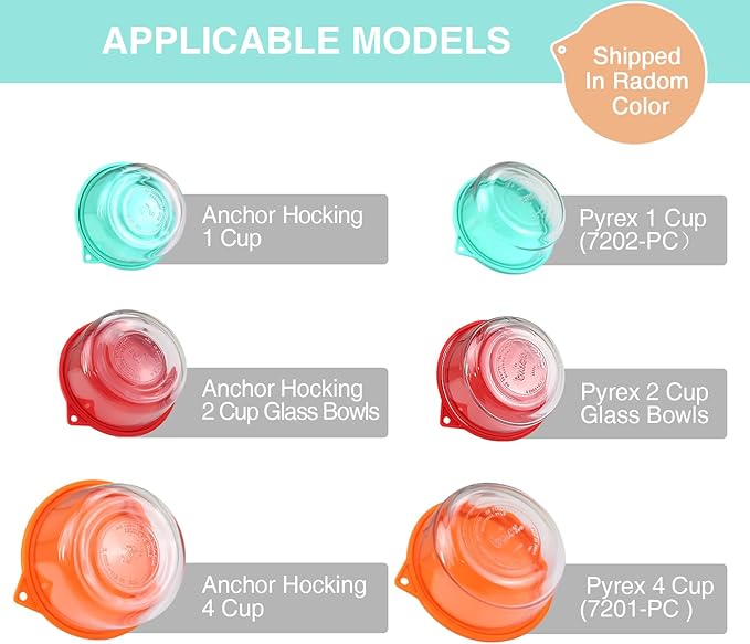 Sophico Round Silicone Storage Cover Lids Replacement for Anchor Hocking and Pyrex Glass Bowls (Container not Included) (MIX-6 PACK)