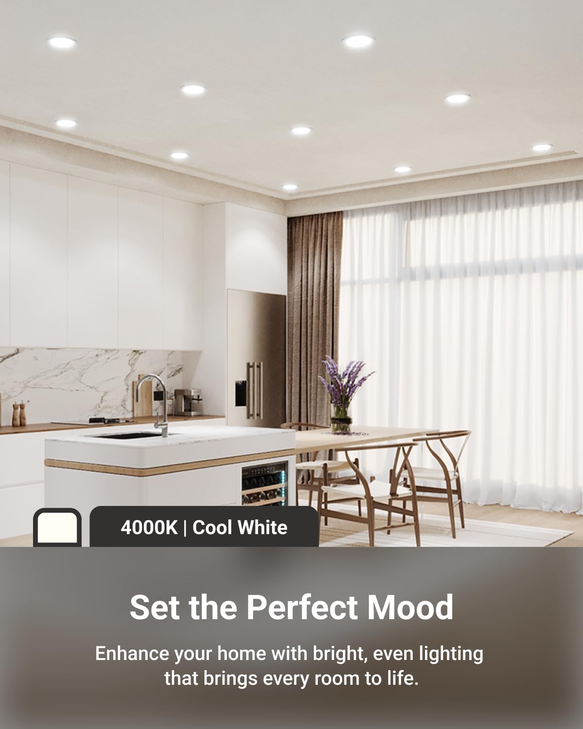 Sunco 24 Pack 4 Inch LED Recessed Lights, Slim Canless Ceiling Lighting, 650 LM, 10W (60W Equivalent), 4000K Cool White, Dimmable, Wafer Thin, Ultra Thin with Junction Box ETL.