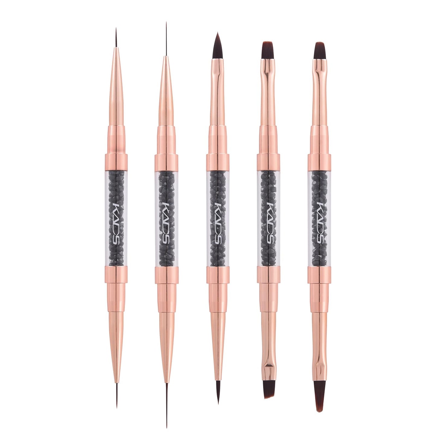 KADS Double-Ended Acrylic Nail Art Liner Brushes, 5Pcs Gel Polish Nail Art Design Pen Painting Tools Set Nail Art Manicure Pedic