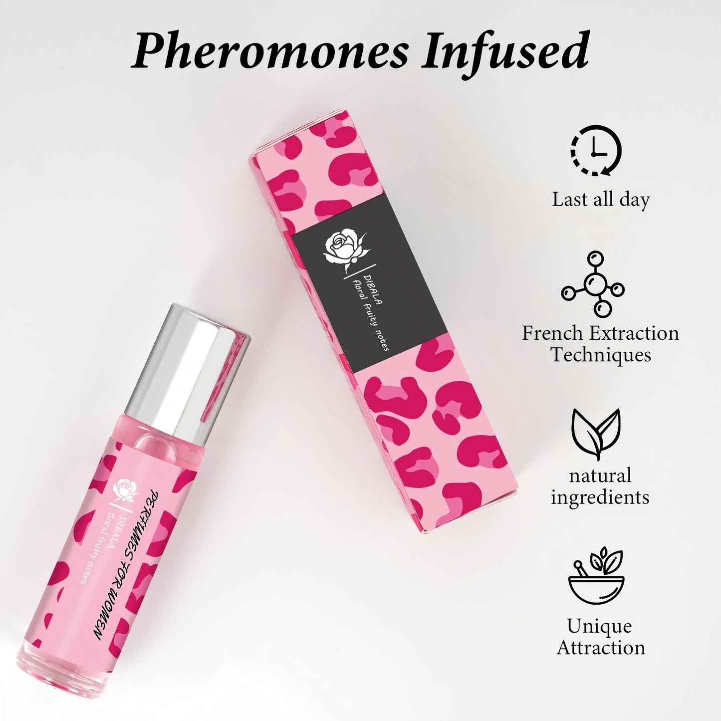 DIBALA Pheromones Perfume for Women,Long Lasting Natural Roll On Perfume Oil 10ml (0.34 fl oz)