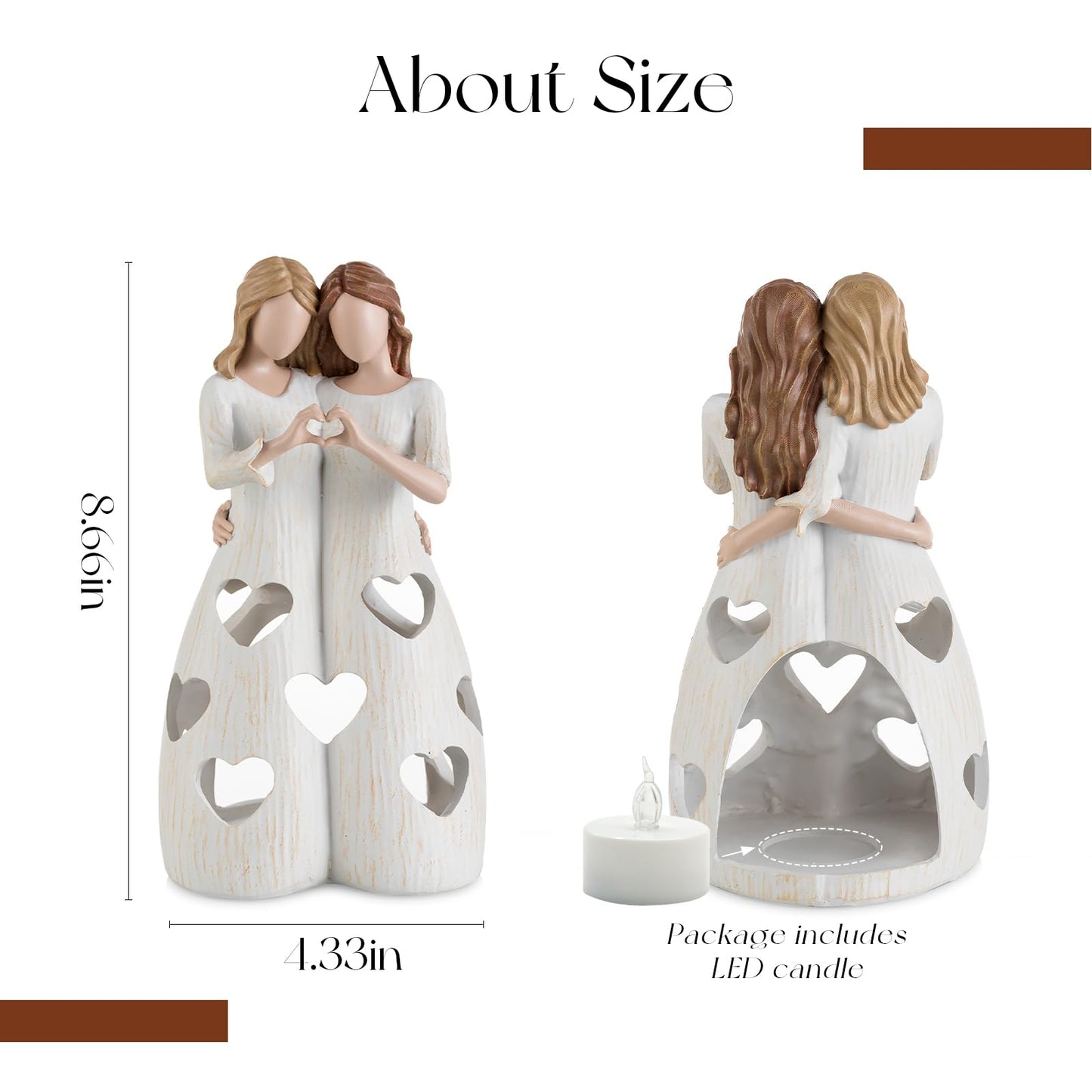 Candeldo Sister Birthday Gifts for Women: Unique Home Decor Meaningful Gift Ideas for Bestie Candle Holder Figurine