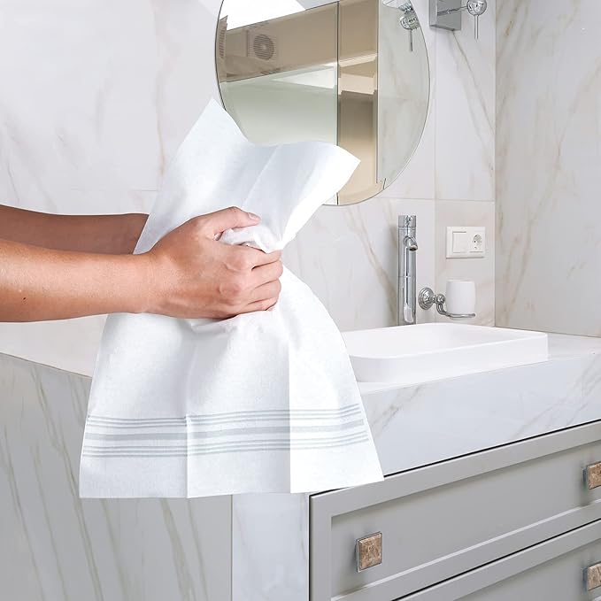 Vplus 300 PACK Guest Towels Disposable Bathroom, Decorative Bathroom Napkins Cloth Feel, Soft, and Absorbent Disposable Paper Hand Towel for Dinners, Kitchen, Parties, Weddings, Christmas Party