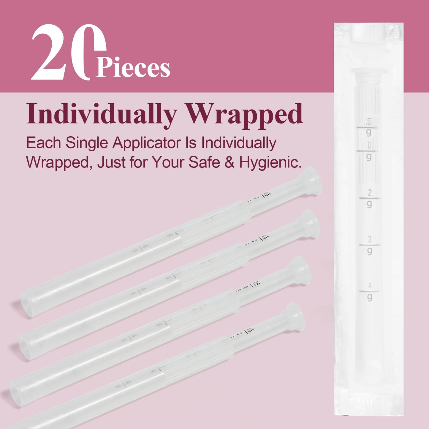 20 Packs Disposable Vaginial Cream Applicators - Fits Premarin, Estrace, Preseed, Lubricants, Creams and Most OTC Gels, Individually Wrapped Feminine Care Applicator with Dosage Markings