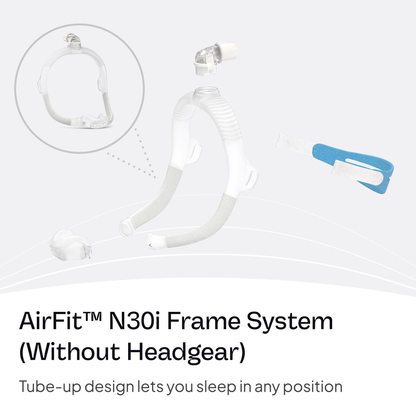 ResMed AirFit N30i Small Frame System, Elbow & Nasal Cradle Cushion - For CPAP Mask - Replacement CPAP Accessories - Small Frame / Small-Wide Cushion