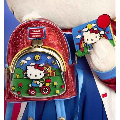 Loungefly Backpacks Hello Kitty 50th Anniversary Coin Bag Mini Backpack Red, Red, standard