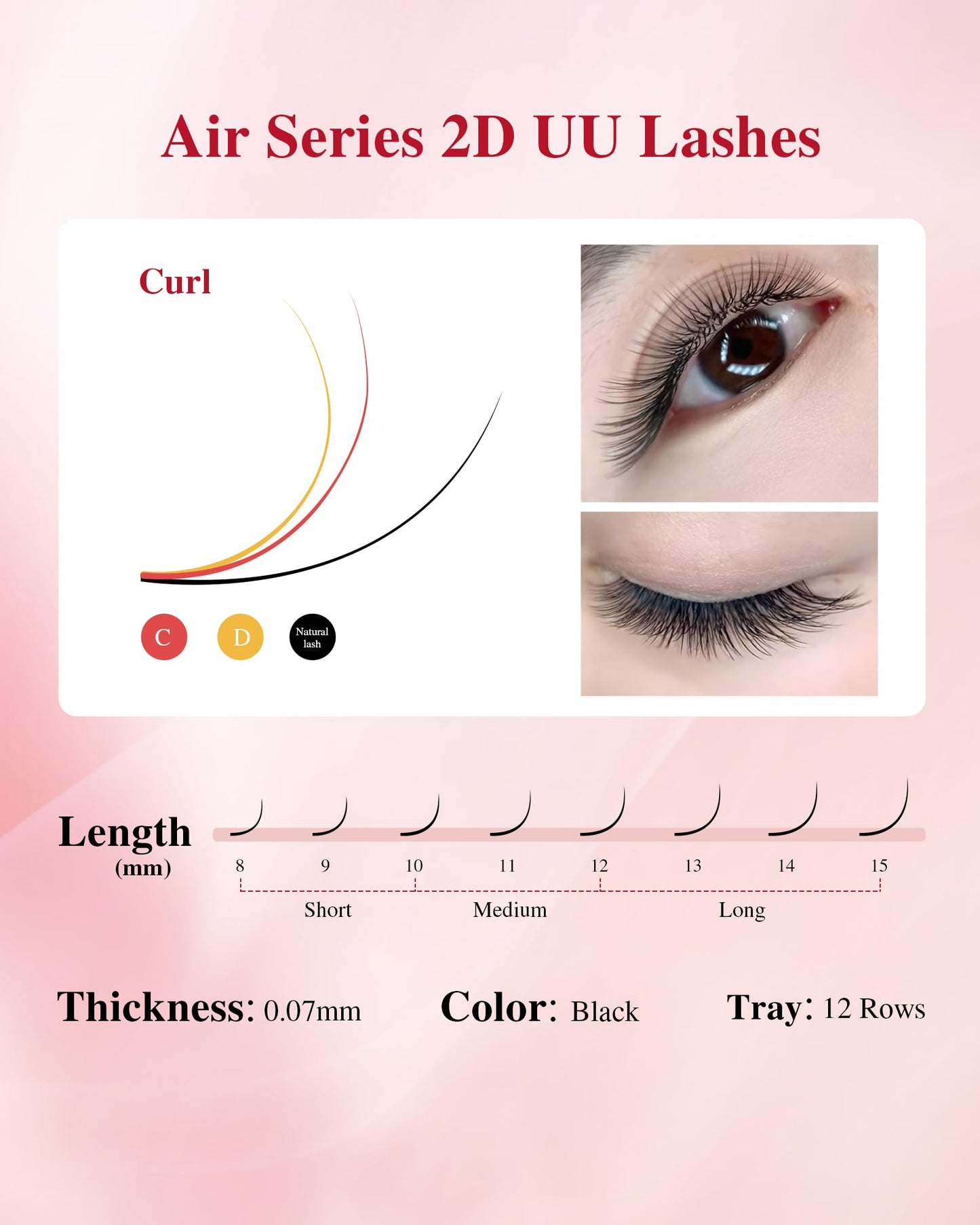 NAGARAKU U Eyelash Extensions Supplies 2D UU Lash Easy Fan Russian Volume Crisscross Eyelashes Handwoven U Shaped Mesh Wispy Clu