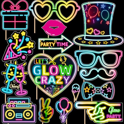 Glow in The Dark Party Supplies Photo Booth Props Neon Party Decorations Photobooth Props Let Glow Party Decorations for B...