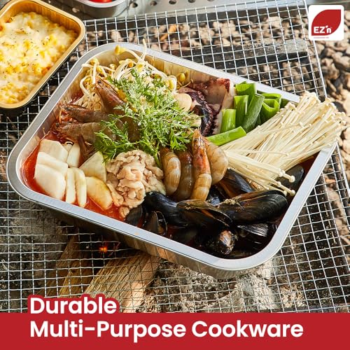 FIREFOLKS Disposable Premium Aluminum Pans – 35 Pack Variety Set Heavy-Duty Open-Flame Trays, Cookware for Cooking, Bakin...