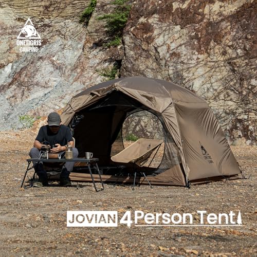OneTigris JOVIAN 4 Person Camping Tent 3 Season Family Shelter Easy Setup Outdoor Backpacking with 2000mm Outer Rainfly, 5...