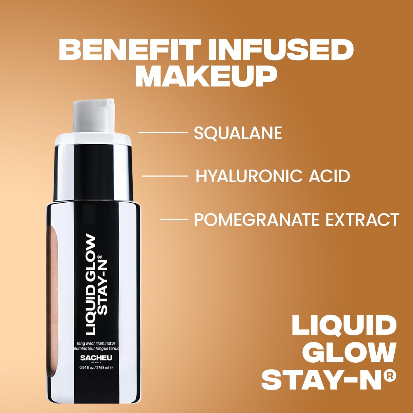 Sacheu Liquid Glow STAY-N Liquid Highlighter & Illuminator Makeup - 30ml Long Lasting Luminous Glow Lightweight Dewy Finish, Glo