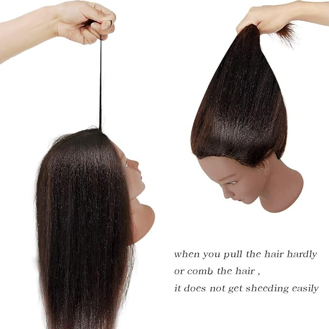 FABA 100% Real Hair Mannequin Head with Hair Doll Head Styling 20"-22" Cosmetology Manikin Practice Head Hairdresser Doll Head for Dyeing Cutting Braiding with Clamp Stand