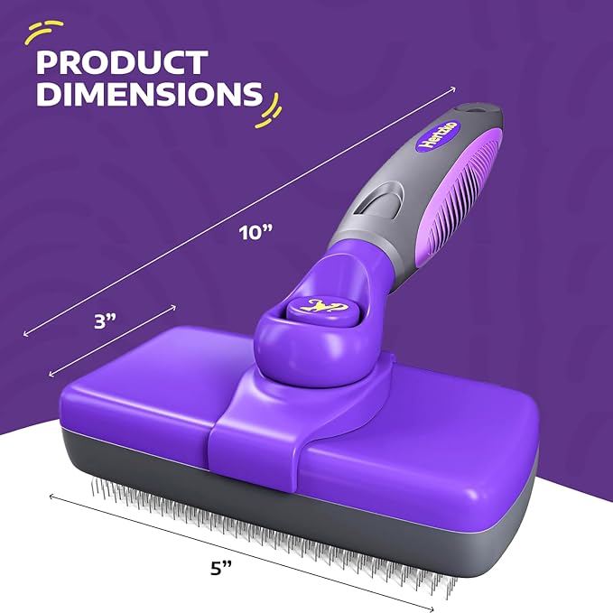 Hertzko Dog Slicker Brush and Dog Hair Remover - Self-Cleaning Brush for Cats and Dogs - Pet Hair Remover Brush for Fur - Gently Removes Mats, Tangles, and Loose Hair - Ideal for Home Use