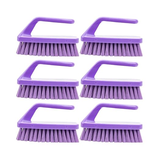 SPARTA Scrub Brush with Iron Shaped Handle and Stiff Bristles, Heavy Duty Scrubber Brush for Kitchen, Bathroom, Shower, Tile, Sink, Carpet and Bakepans, Polypropylene, 6 Inches, Purple, (Pack of 6)