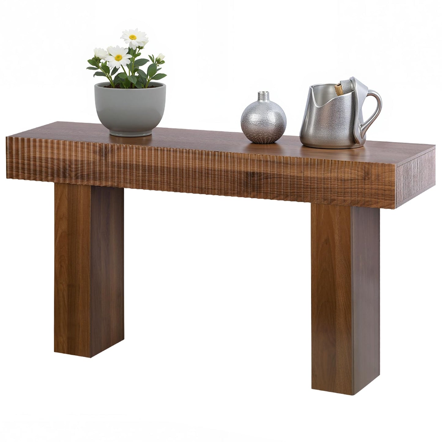 ZYBT 56-Inch Long Console Table, Wooden Narrow Rectangular Sofa Table Behind The Couch, Farmhouse Entryway Table for Entrance, Hallway,Living Room,Bedroom, Home Office,Brown