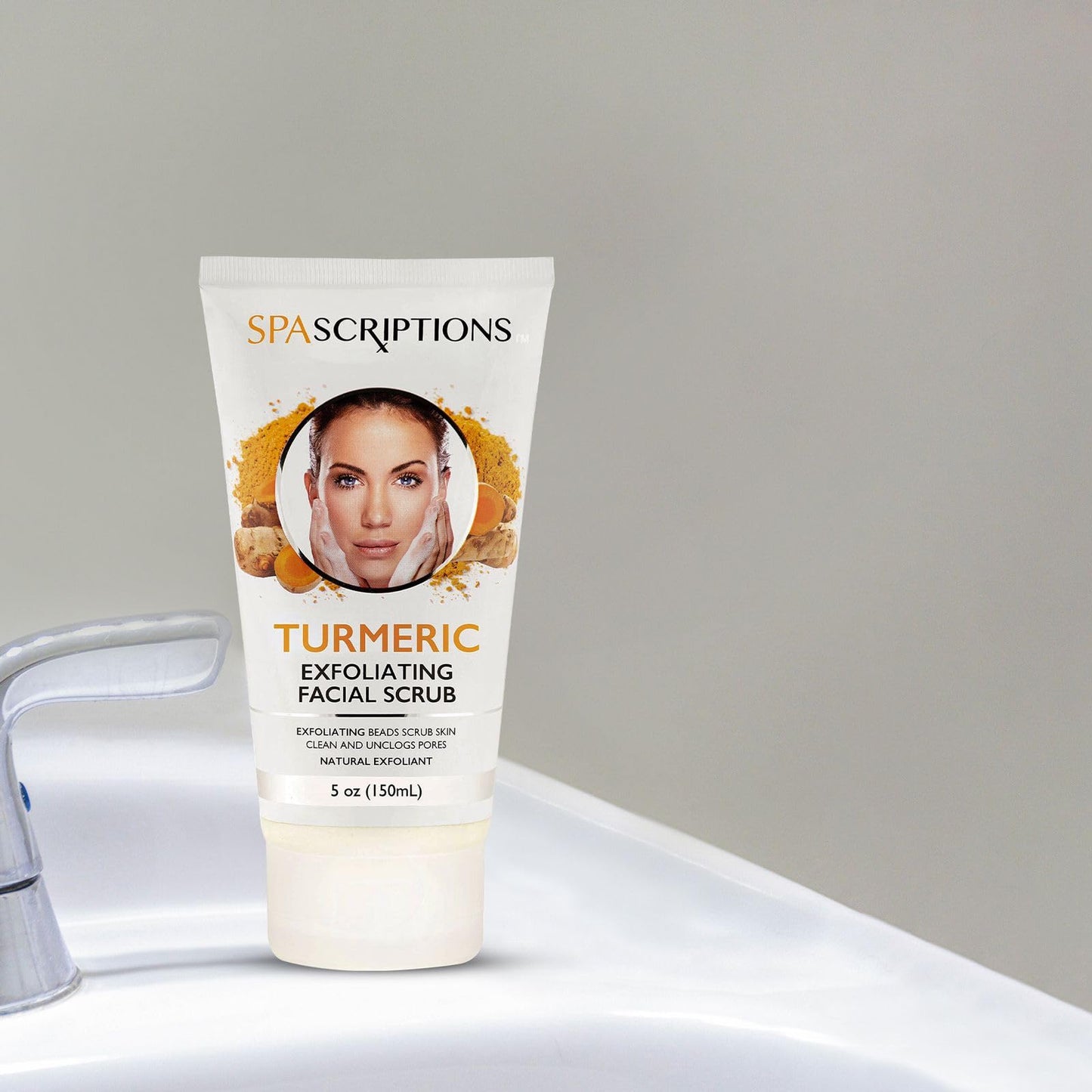 Turmeric Exfoliating Facial Scrub Natural Exfoliant to Cleanse Skin, Facial Wash - 5 Oz. Deep Cleansing and Rejuvenating