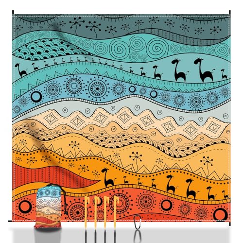 SKYREH Beach Blanket Waterproof Sandproof, 79" x 83" Extra Large Sand Free Quick Drying Beach Mat, Compact Outdoor Picnic ...