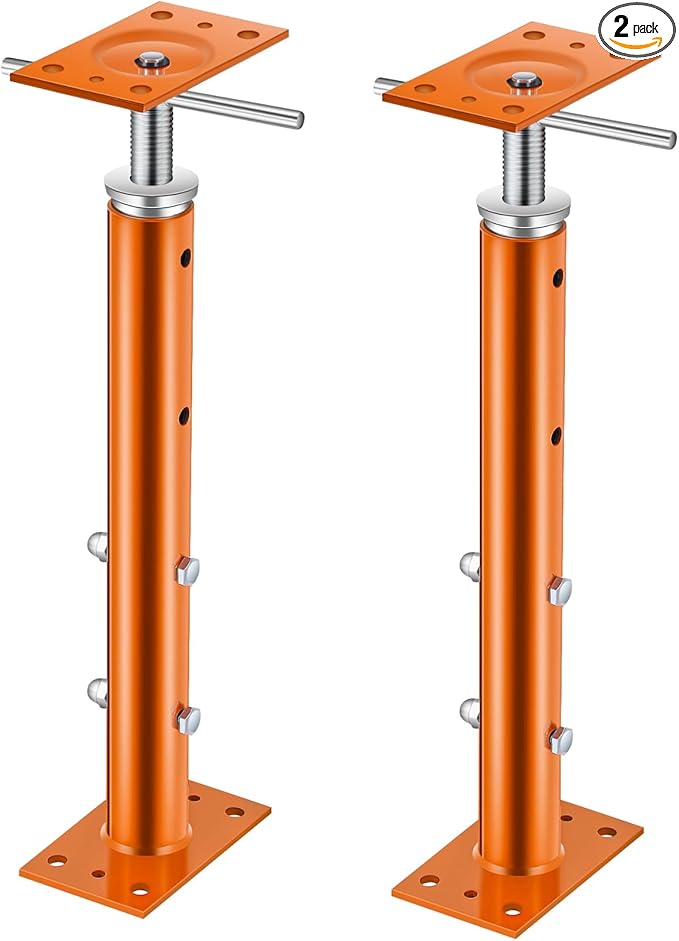 Yaocom 2 Pcs Adjustable Jack Post, 19"-36" Height Range, Basement Floor House Screw Jacks for Lifting Joist Beam Brace for Cellar Ceiling, Center Point Load Capacity 11023 Lbs (Orange)