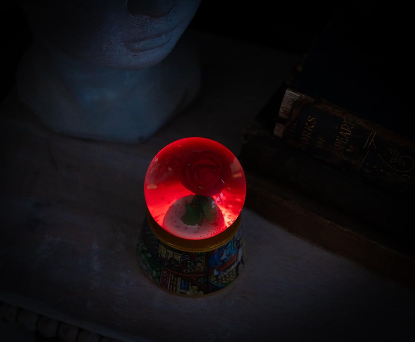 Disney Beauty and The Beast Mini Light-Up Adult Snow Globe with Glitter | 3 Inches Tall