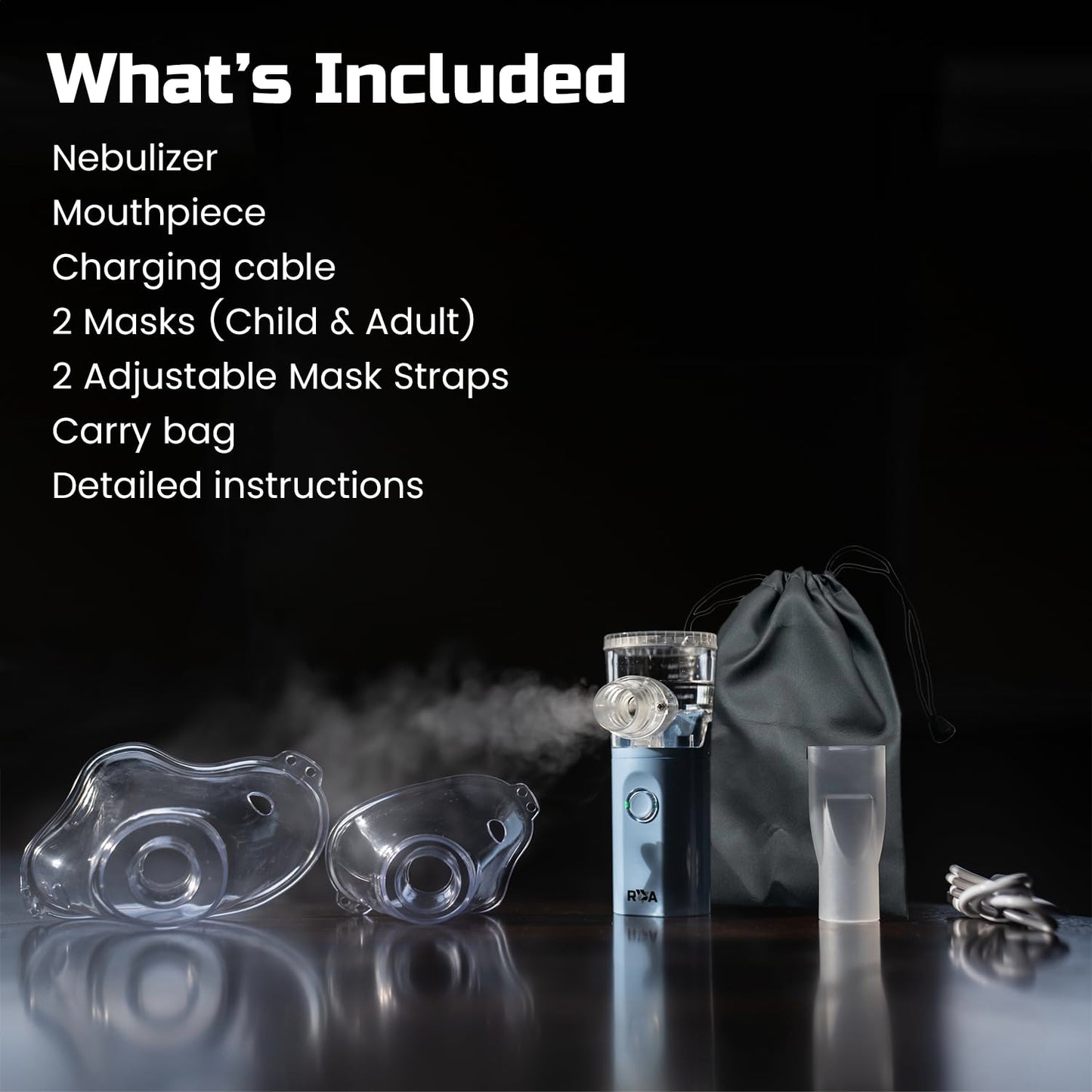 Portable Nebulizer, Rechargeable Nebulizer for Adults and Kids, Perfect for Home and Travel Use, Quiet & Efficient, Medicinal Non-Ventilatory Nebulizer (Atomizer)