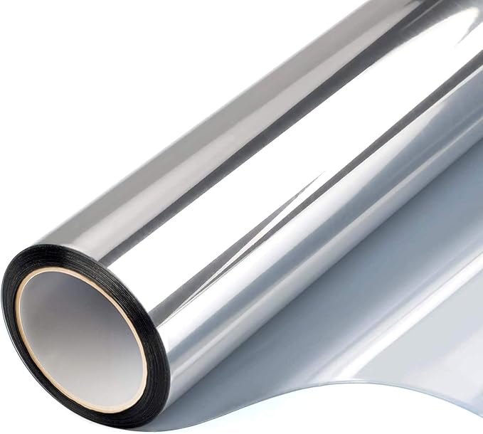 Window Glass Paper Film Tint One Way Vinyl,Window Heat Control Stickers UV Blocking Privacy Static Cling Door Coverings Non-Adhesive Stickers for Home and Office 35.4 Inch x 32.8 Feet Silver