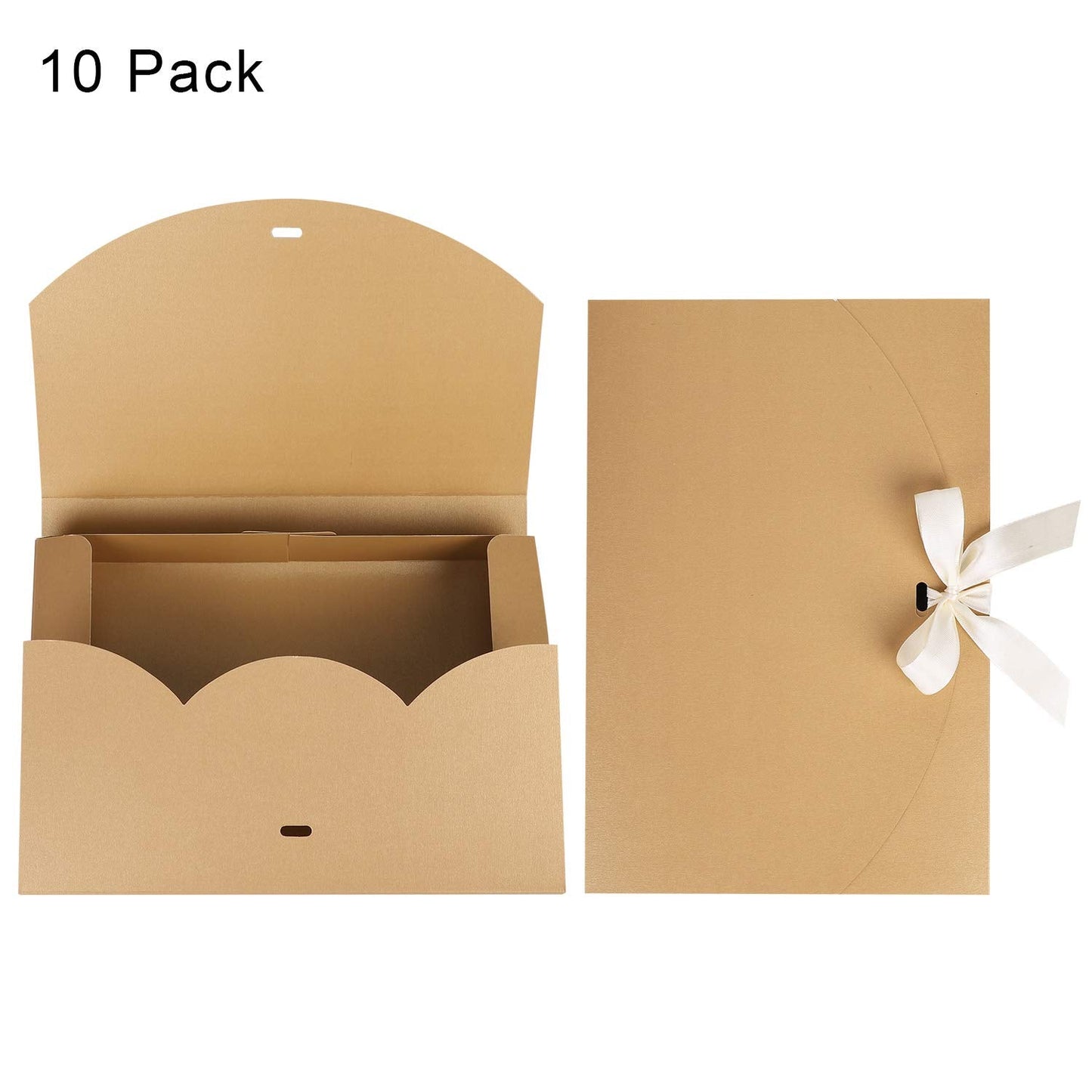 10 Pack Gift Card Boxes Large Luxury Gift Envelope Wrapping Box with Lid Ribbon Shirt Gift Box for Birthday Wedding Proposal Parties Christmas Valentine New Year Gift Present Packaging Box