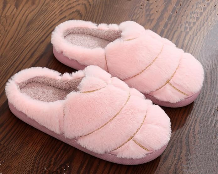 Women's Slip on Fuzzy Slippers Lightweight Memory Foam House Slippers Outdoor Indoor Warm Bedroom Shoes