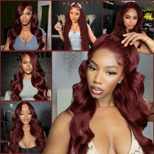 KEKEYY 28 Inch Reddish Brown Lace Front Wigs Human Hair Pre Plucked 200 Density Body Wave Lace Frontal Wig Human Hair 13x4 HD Lace Brown wig with baby hair