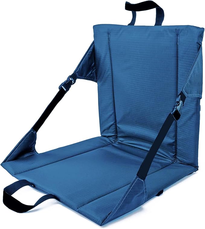 LynsaTac Folding Stadium Seat Cushion with Backrest, Portable Bleacher Pad for Camping, Fishing,15.8'' x 16.5'',Lightweight Chair with Backrest for Outdoor Sports and Concerts (Blue)