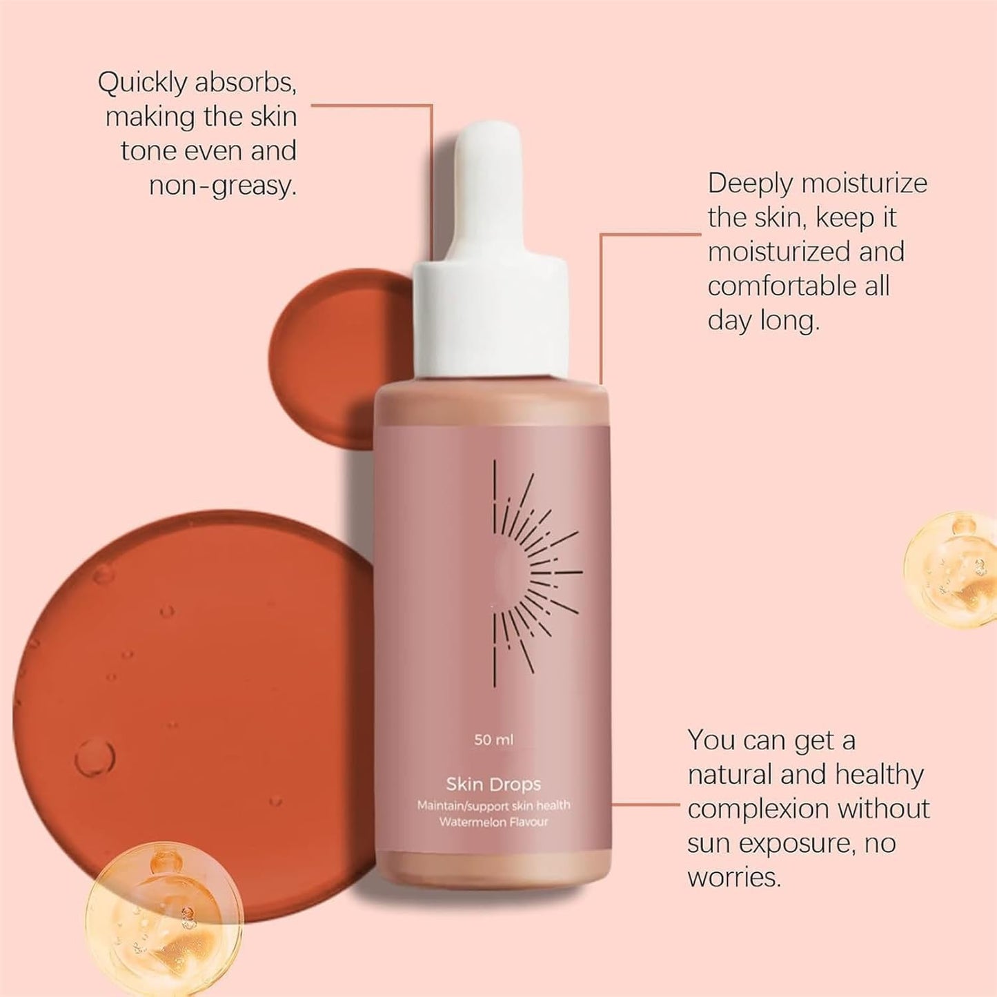 Sunless Tanning Drops To Drink, Drinkable Sunless Tanning Drops, Moisturizing Tanner for Face and Body, for All Skin Types(1PCS