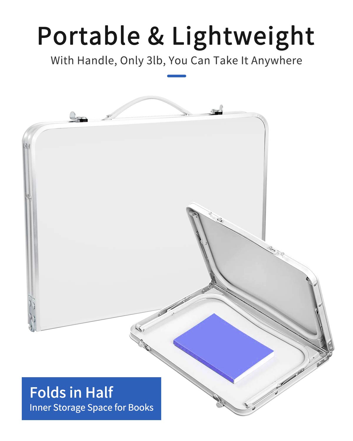 Foldable Laptop Table for Bed, SUVANE Lap Desk Bed Desk, Breakfast Serving Bed Tray, Portable Mini Picnic Table Storage Space Laptop Desk Reading Holder(Gray)