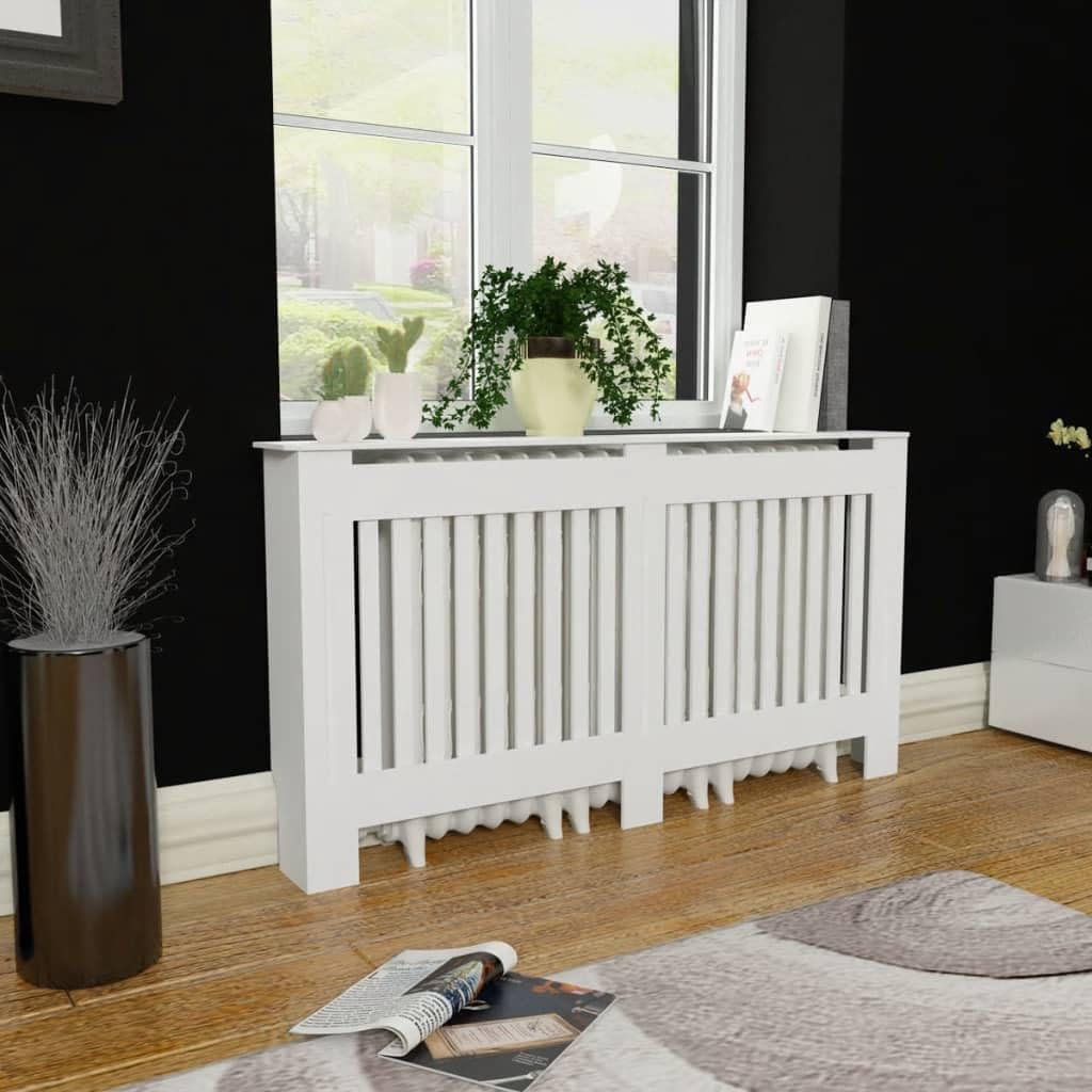 GOLINPEILO White MDF Radiator Cover Heating Cabinet Shelf 59.8"x7.5"x32.1", Home and Office Heat Cover Shelf, MDF Heater Heating Side Stand Radiator Cover Heat Cover Shelf