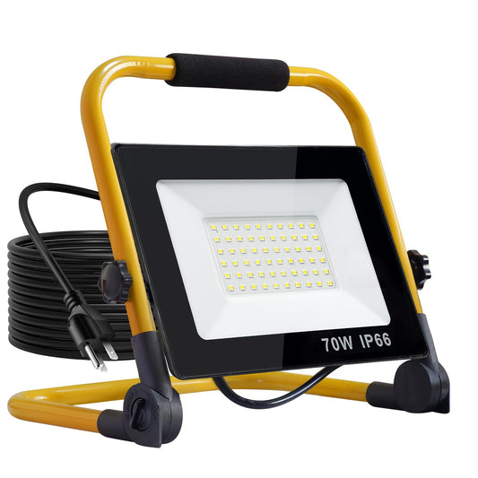 7000 Lumen Work Lights with Stand, 1 Adjustable Head LED Work Light, with Adjustable and Foldable Tripod Stand, Waterproof Lamp with Individual Switch with 6500 Kelvin Color Temperature (1-Head)