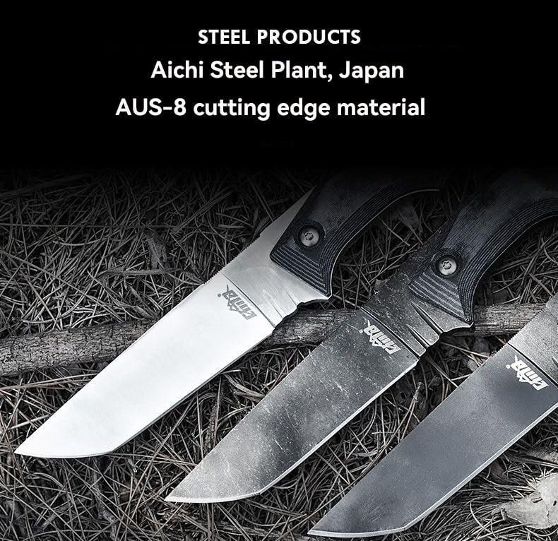 Survival hunting knife with sheath, 9.25-inch full tang fixed blade tactical outdoor knife, suitable for camping, outdoor ...