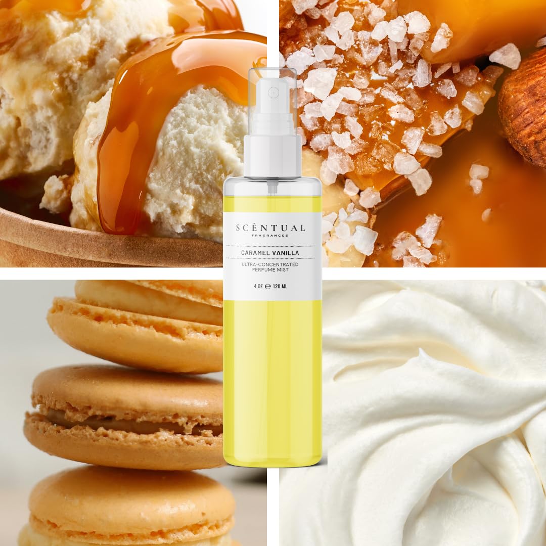 Scentual Fragrances, Luxury Perfume Oil, Ultra-Concentrated Women Roll-On Fragrance Oil, Long Lasting Rollerball Travel Mini Perfume, Vegan, Alcohol & Cruelty Free 10ml (Caramel Vanilla)