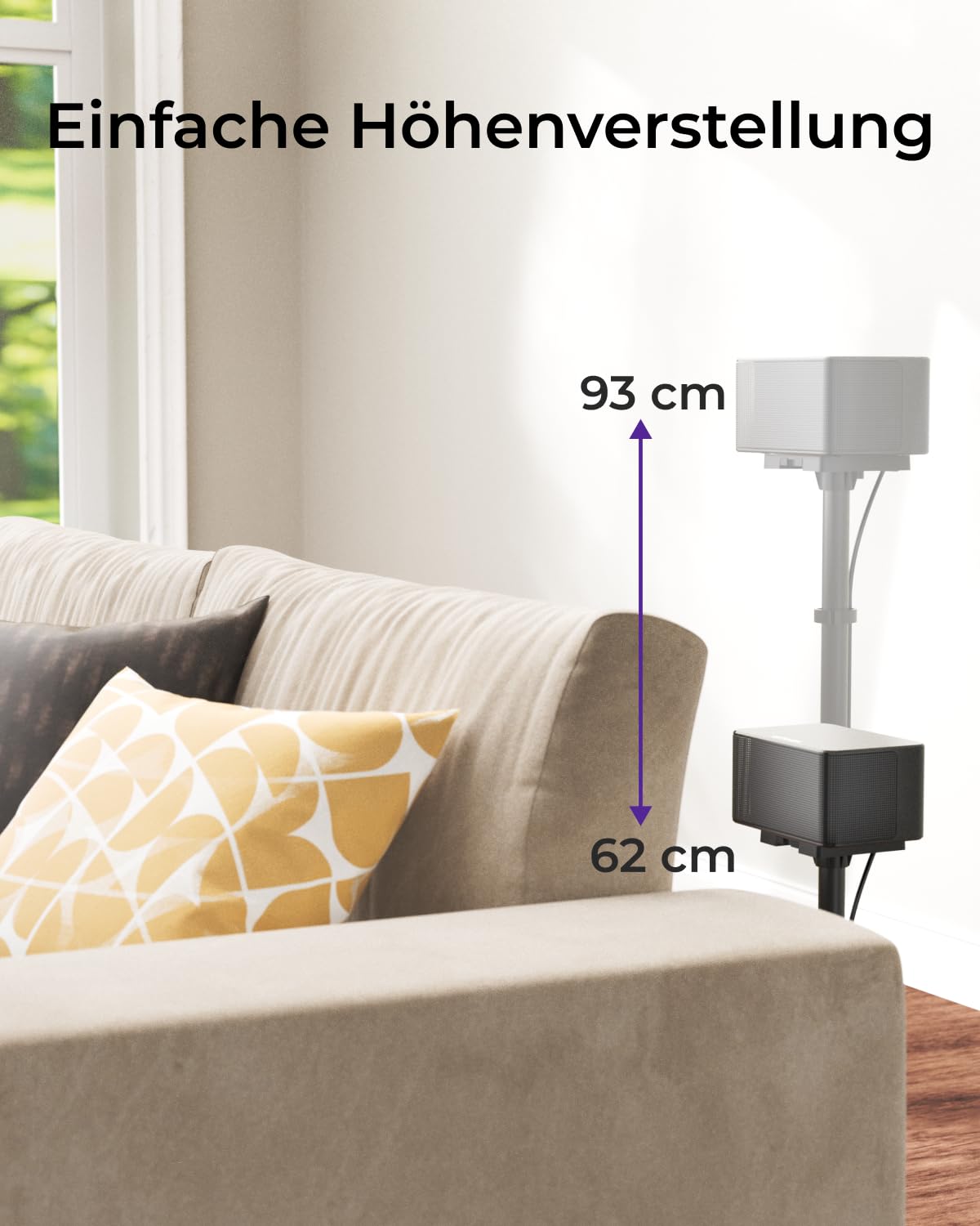 ULTIMEA Speaker Stands Pair, Height Adjustable Speaker Stand, Extends 24.4" to 36.6", Holds 6.6 lbs, Compatible with Most Brands & ULTIMEA Poseidon, Aura Series Surround Sound Speaker, Steady 310