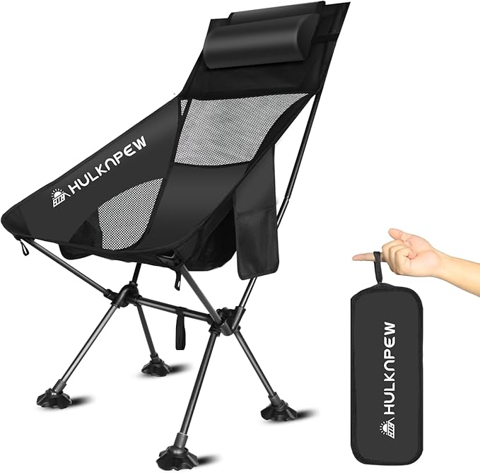 HULKNPEW Ultralight Camping Chair, Folding Chairs with Pillow - Compact Portable Lawn Chairs for Camp, Hiking, Travel, Pic...