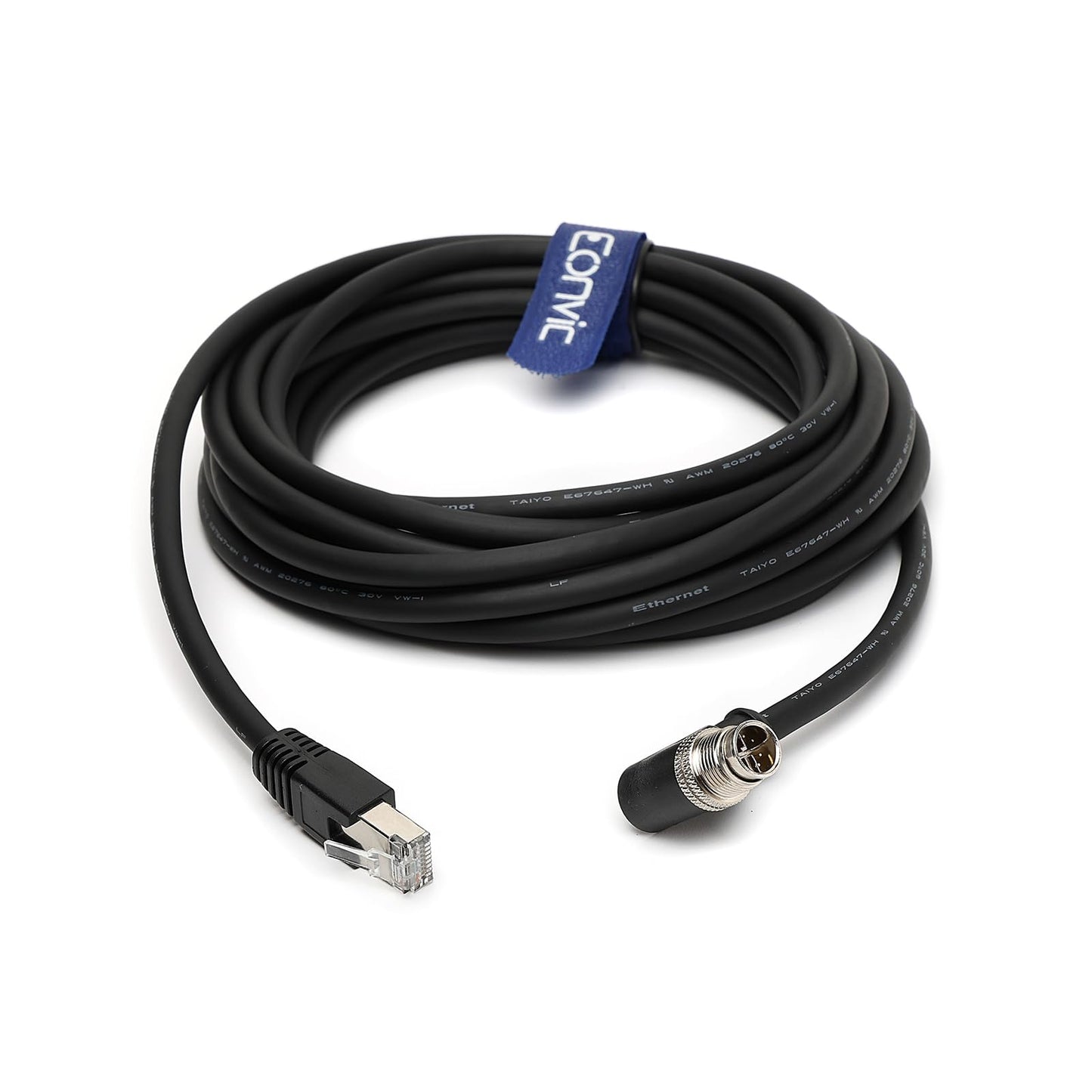 Eonvic Ethernet Cable M12 X-Type Right Angle 8 Position To Rj45 Industrial Ethernet Cable Waterproof High Flex Cable For Cognex