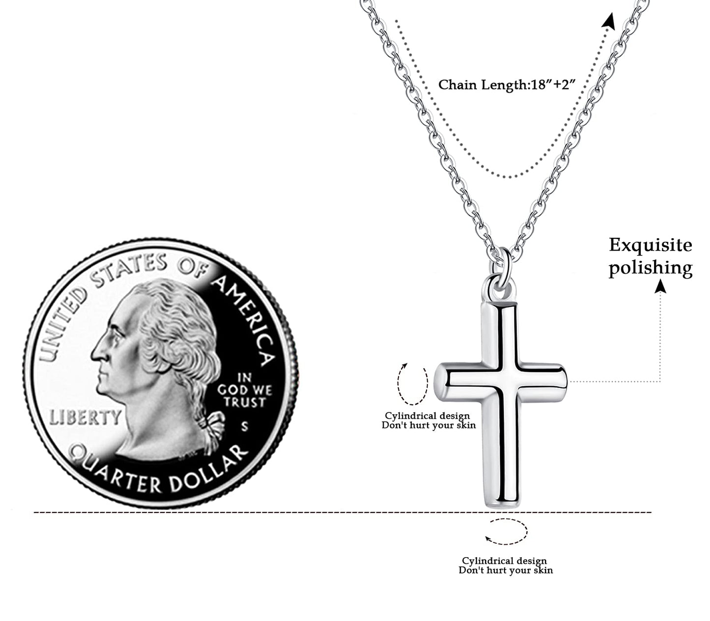 XOYOYZU Tiny Cross Pendant Necklace for Women Simple Cross Necklaces Mothers Day Birthday Gifts for Women (Card cross)