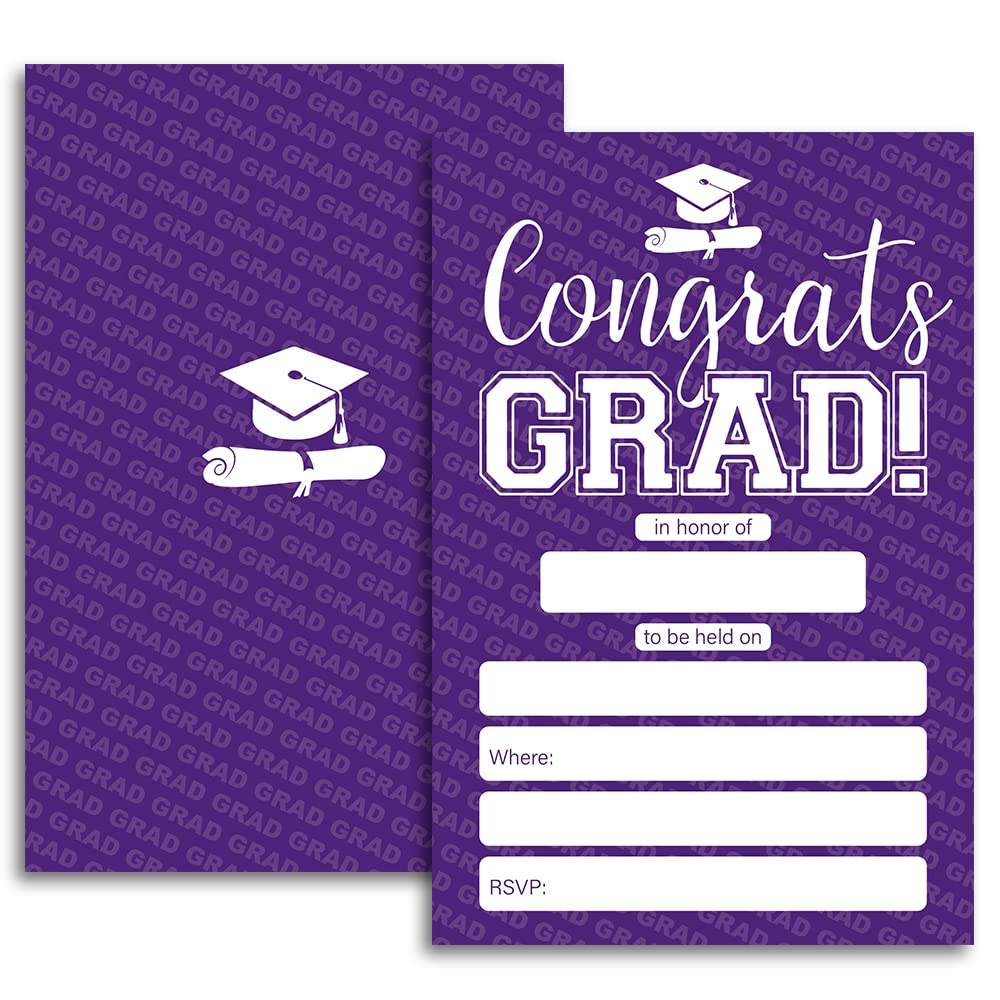 FujLoy 20 Cards with Envelopes, graduation party invitations 2025, 2025 College, High School, University Grad Celebration.（027） (purple)